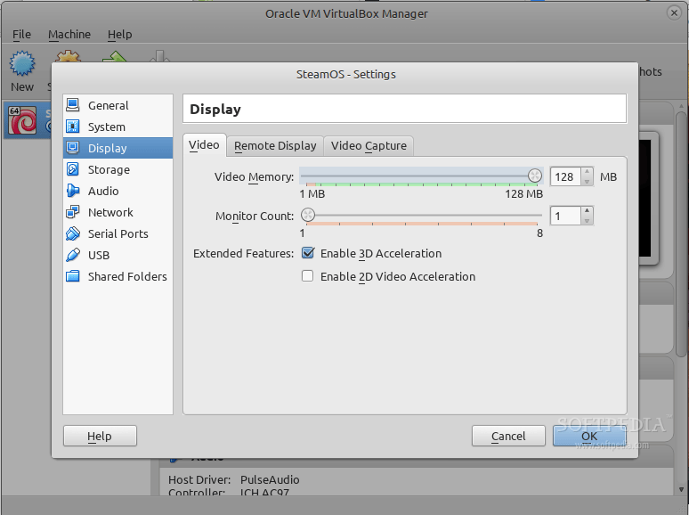 Set Video Memory size and 3D acceleration