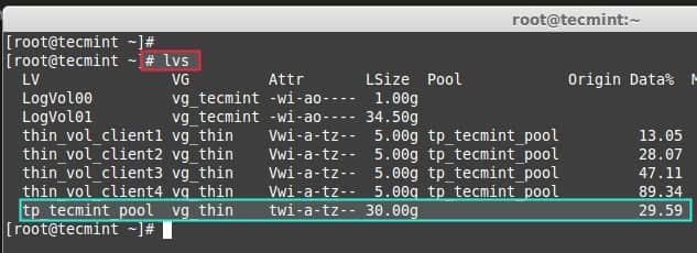 Verify Thin Storage