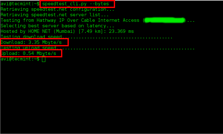 Test Internet Speed in Bytes