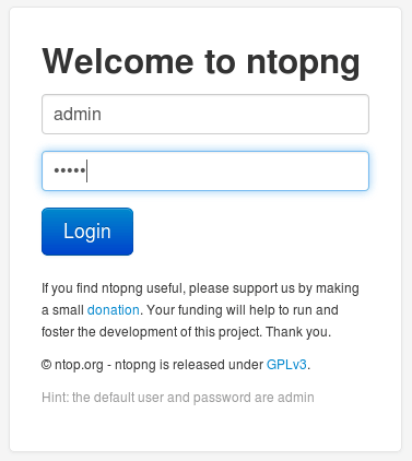 Ntop Login page