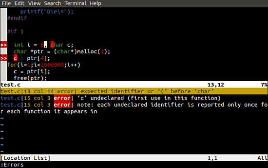 Syntastic :Errors command