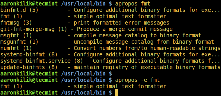 Linux apropos Command Show by Keyword