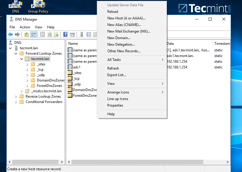 Add DNS A Record on Windows