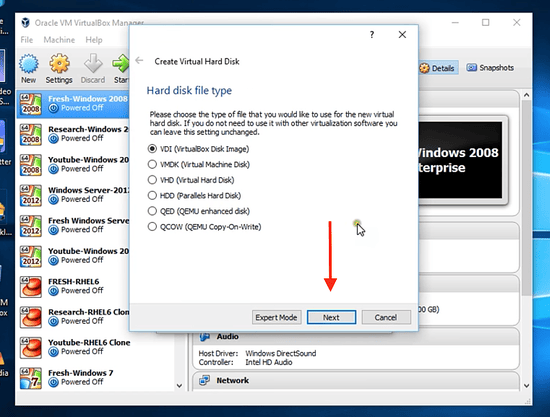 Select disk file type