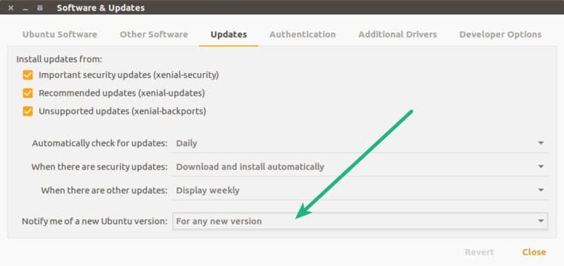 Software Updater in Ubuntu