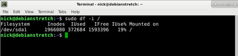 Linux check filesystem inodes