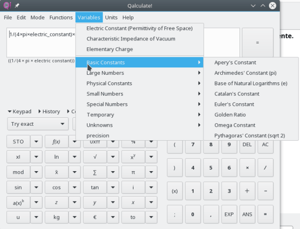 Qalculate! Interface