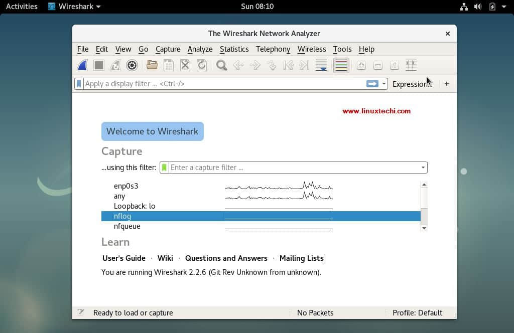 Wireshark-window-debian9