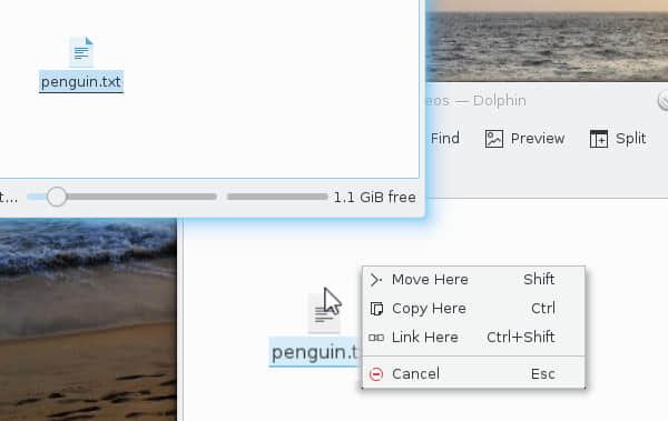 Moving a file in KDE.