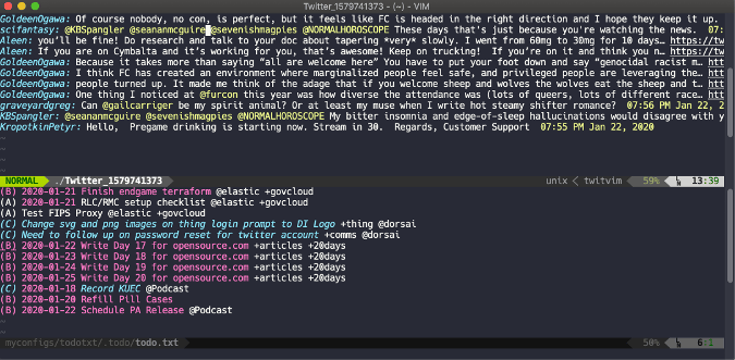 to-dos and Twitter with Vim