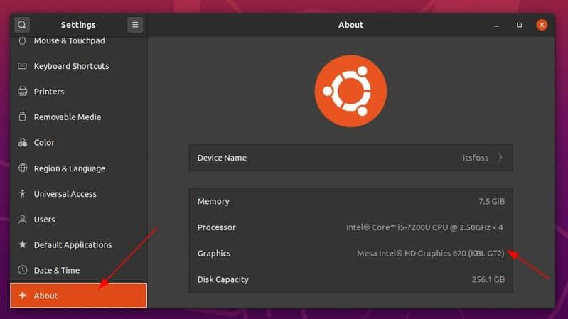 Graphics card information check graphically