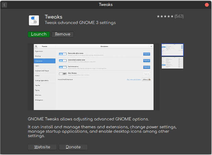 Install Tweaks in Software Center