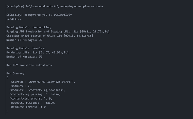 SEODeploy output