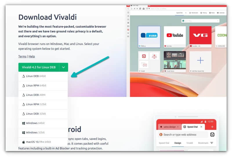 Vivaldi 为各类 Linux 发行版提供了安装包