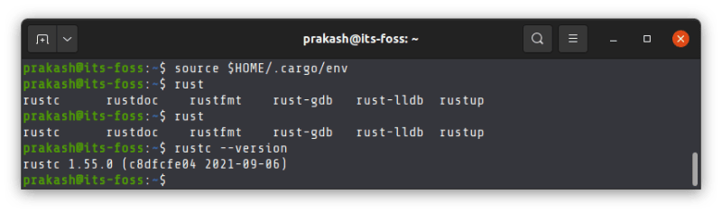 Verifying Rust installation