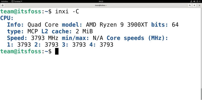 An example output of using the “-C” flag in a Virtual Machine