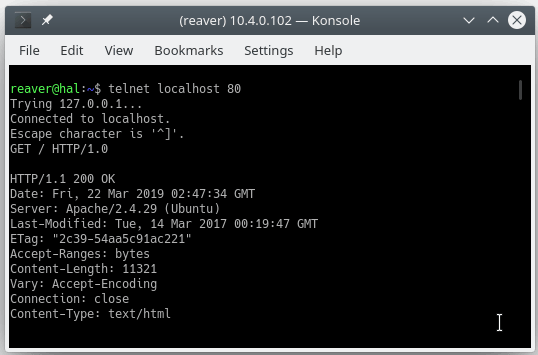 用 Telnet 获得网络服务器的响应