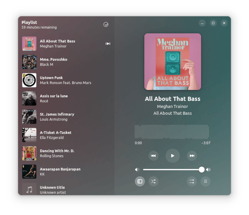 amberol music player interface