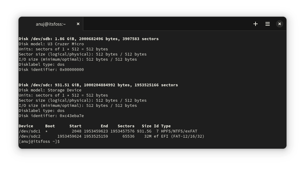 Use fidsk to list usb devices