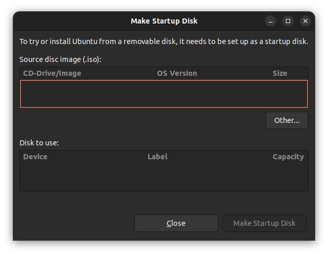 startup disk creator