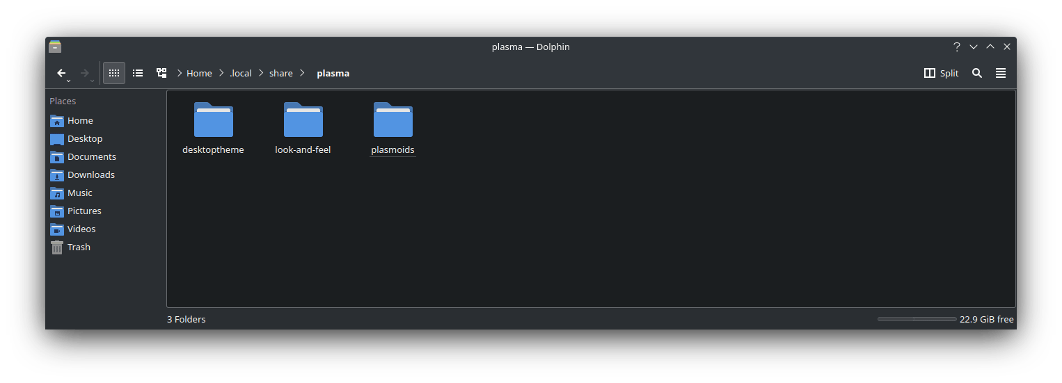 在文件管理器中的 KDE Plasma 主题文件夹
