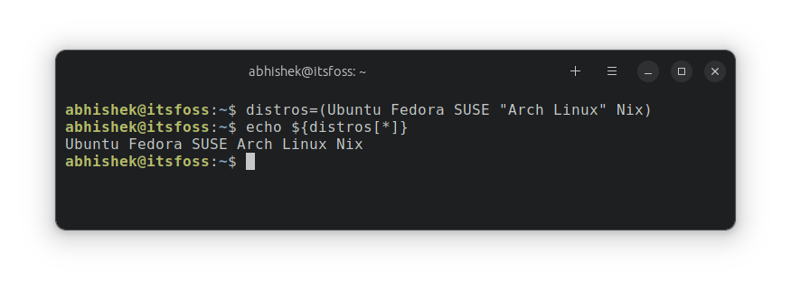 Accessing all array elements at once in bash shell