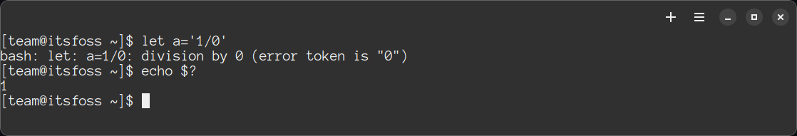 Division by zero results in code 1